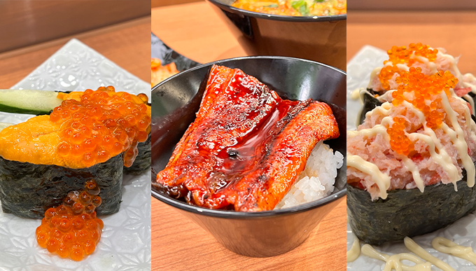 海膽鮭魚子壽司、松葉蟹壽司