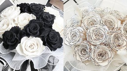 情人節花束2022｜限定小香風黑白玫瑰保鮮花！附價錢、永生花低至43折
