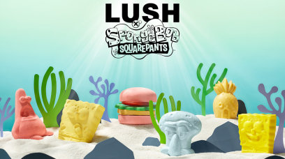 LUSH X 海綿寶寶限定聯乘系列！推出海綿寶寶香氛皂 、驚訝派大星汽泡彈、菠蘿屋潤膚芭等可愛限定沐浴、浸浴及身體護理產品