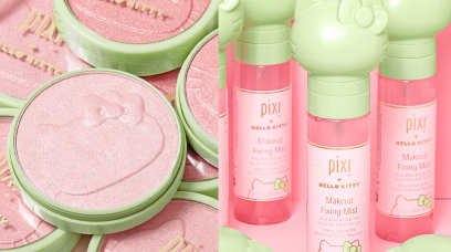 超可愛 Hello Kitty X PIXI 聯名系列！Hello Kitty造型定妝噴霧、壓紋9色眼影盤、胭脂等限量版化妝護膚品