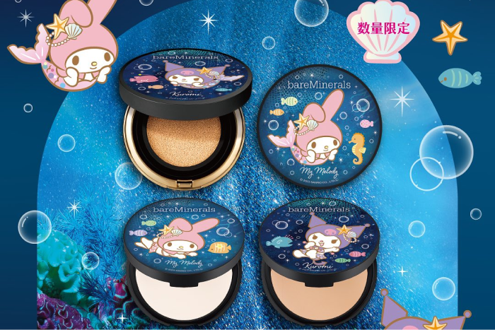 2023聖誕去日本必買！bareMinerals X Sanrio 推出美人魚造型 My Melody 及 Kuromi 粉餅