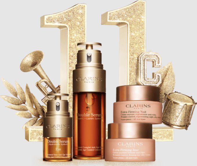 CLARINS 雙11官網獨家優惠！購物滿$2,280額外領取13件禮品 + 新會員購物滿$1,000再享全單9折！