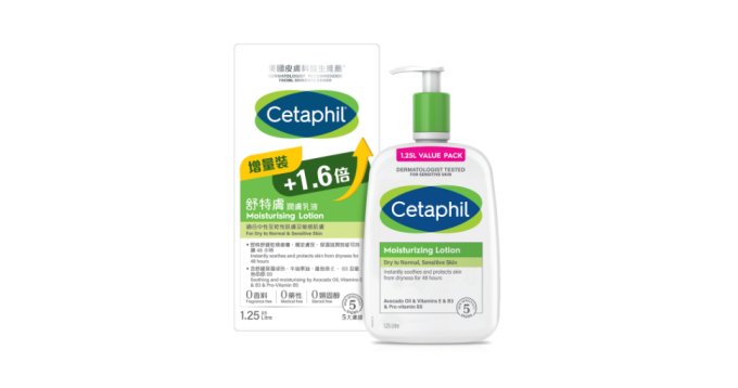 送Cetaphil舒特膚皇牌溫和潔膚露（全新1.25L增量裝）及潤膚乳液（全新1.25L增量裝）