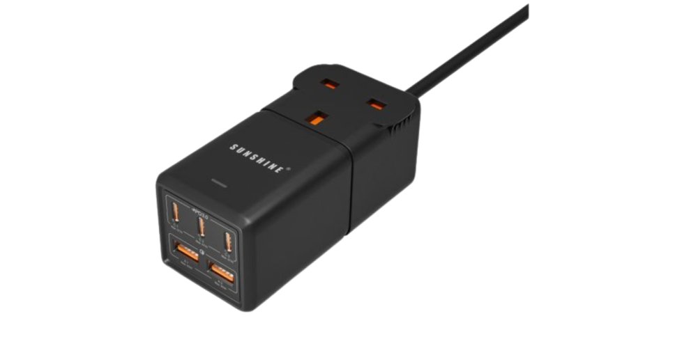 積分兌換 | Sunshine 陽光照明 MP75BK 1位延長插頭拖板 (3 Type-C + 2 USB-A) (價值 $328)
